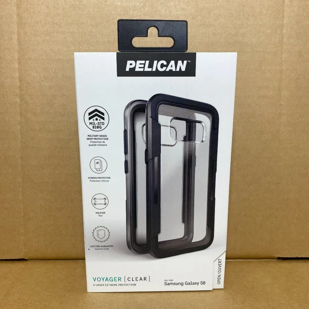 Galaxy S8 Case Pelican Voyager Rugged 4 Layer Military Grade Case Clear Gray‎